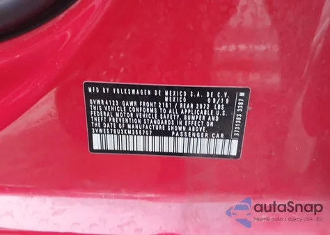 2019 Volkswagen Jetta 1.4T Sel z USA, uszkodzony, nr VIN 3VWE57BU3KM255707